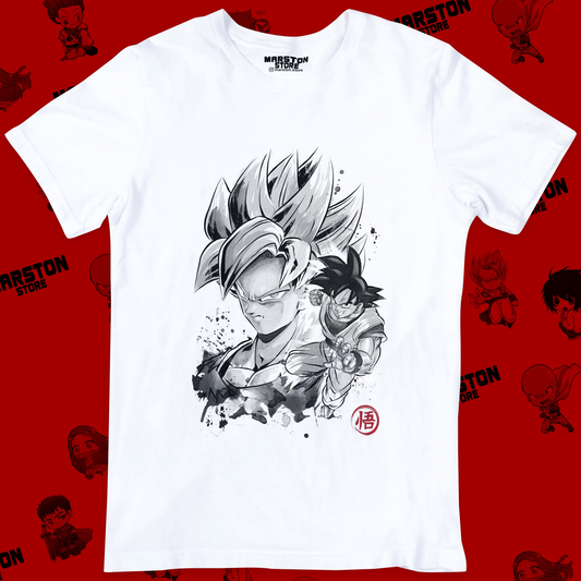 Polera blanca Dragon Ball con diseño de Goku