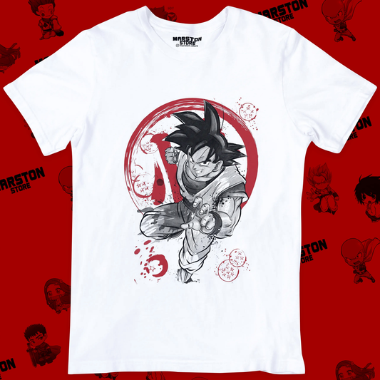 Polera blanca Dragon Ball con diseño de Goku