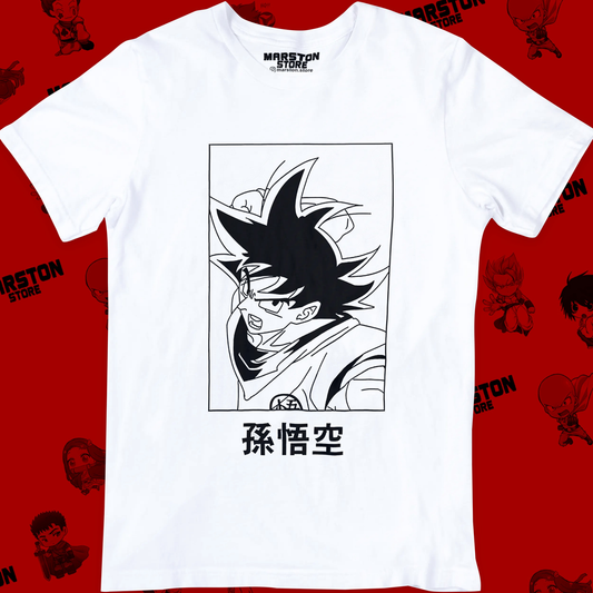 Polera blanca Dragon Ball con diseño de Goku