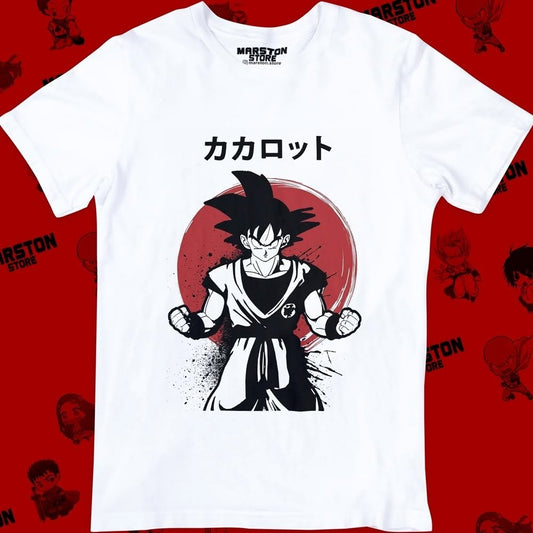 Polera blanca Dragon Ball con diseño de Goku
