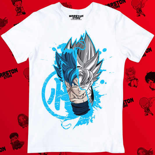 Polera blanca Dragon Ball con diseño de Goku