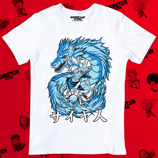 Polera blanca Dragon Ball con diseño de Goku