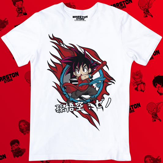 Polera blanca Dragon Ball con diseño de Goku