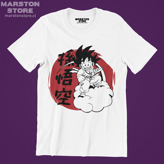 Polera blanca Dragon Ball con diseño de Goku