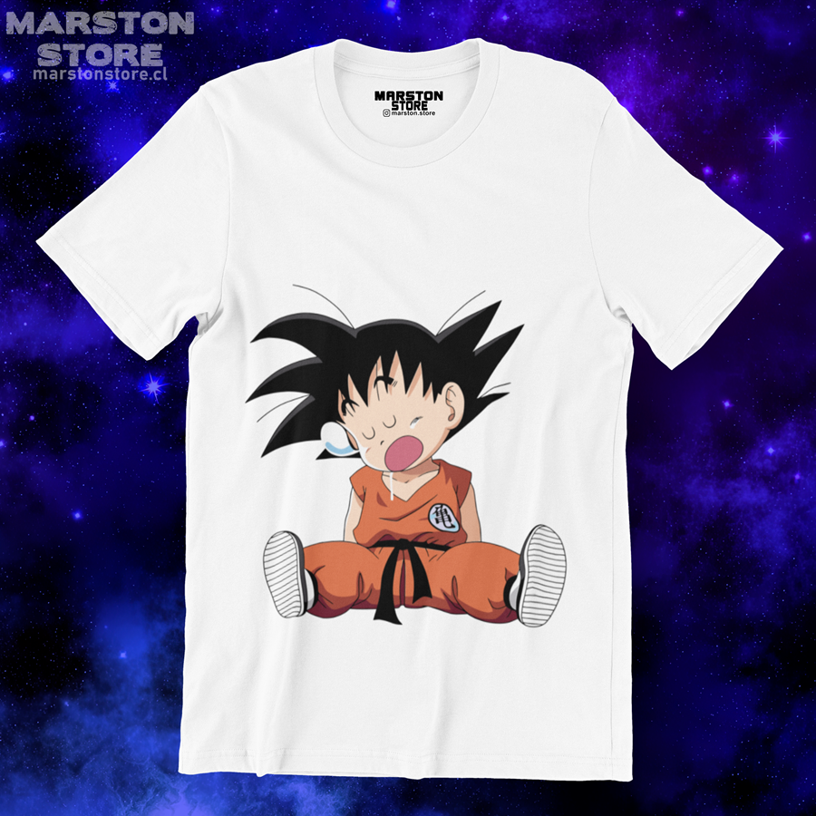Polera blanca Dragon Ball con diseño de Goku