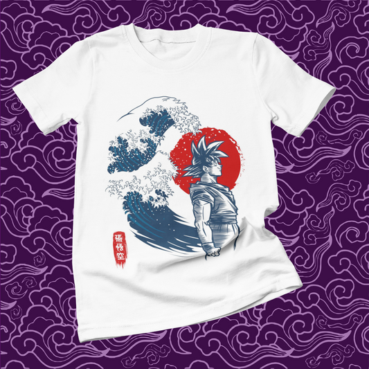 Polera blanca Dragon Ball con diseño de Goku