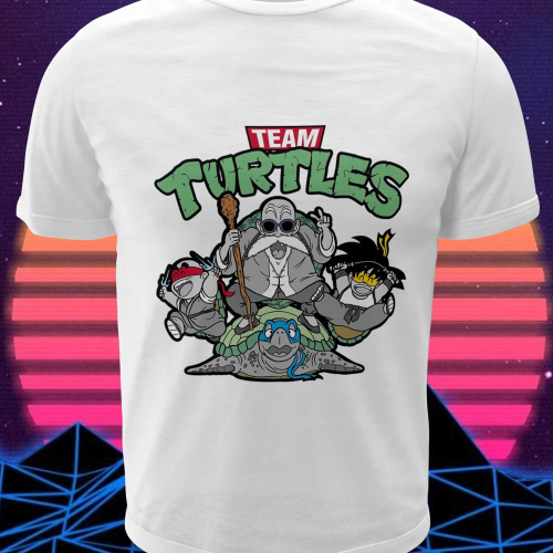Polera blanca Dragon Ball con Goku, Krillin y Maestro Roshi