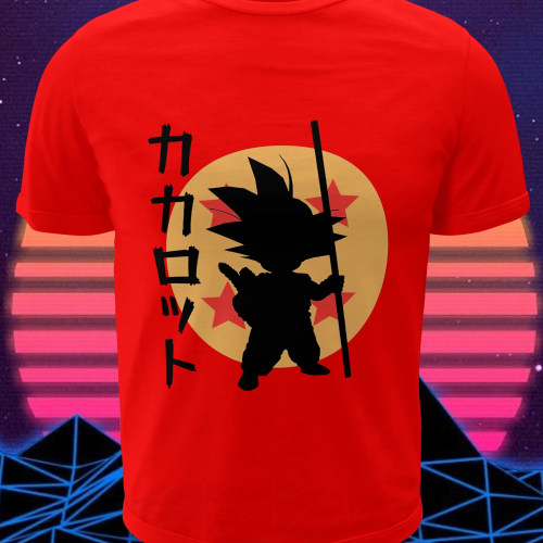 Polera roja Dragon Ball con diseño de Goku
