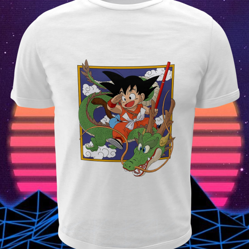 Polera blanca Dragon Ball con Goku y Shen Long