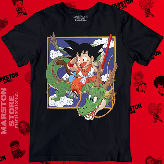 Polera negra Dragon Ball con Goku y Shen Long