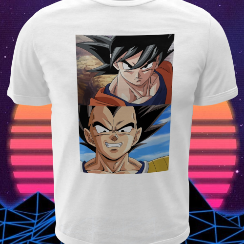 Polera blanca Dragon Ball con Goku y Vegeta