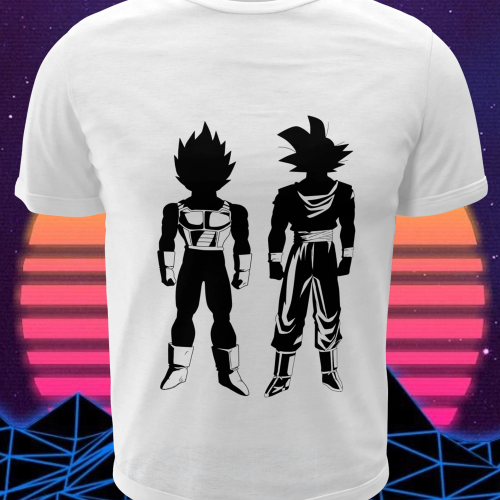 Polera blanca Dragon Ball con Goku y Vegeta