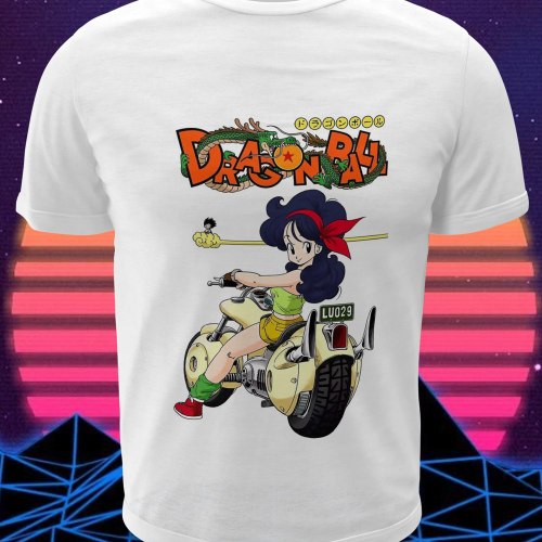 Polera blanca Dragon Ball con diseño de Lunch
