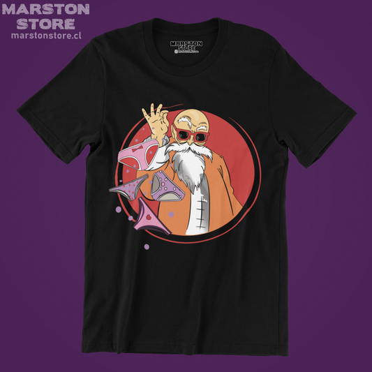 Polera negra Dragon Ball con diseño de Maestro Roshi
