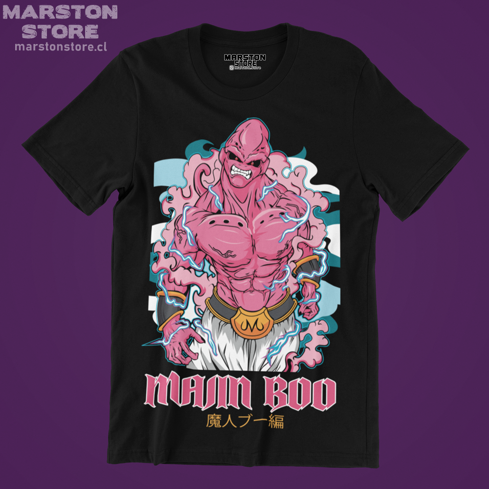 Polera negra Dragon Ball con diseño de Majin Buu