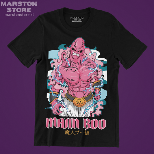 Polera negra Dragon Ball con diseño de Majin Buu