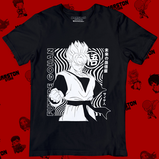 Polera negra Dragon Ball con diseño de Mirai Gohan