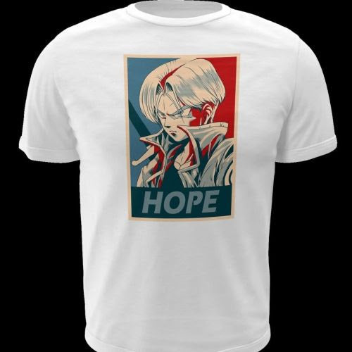 Polera blanca Dragon Ball con diseño de Mirai Trunks