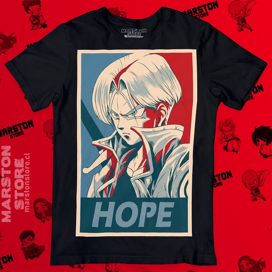 Polera negra Dragon Ball con diseño de Mirai Trunks
