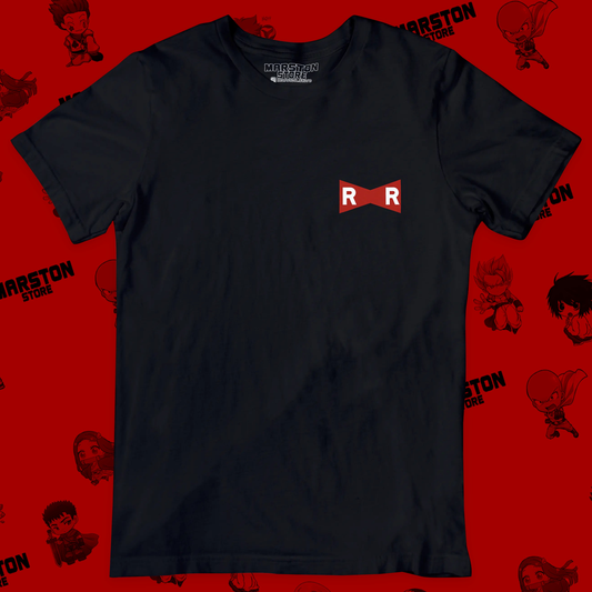 Polera negra Dragon Ball con diseño de la Patrulla Roja