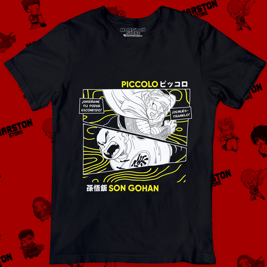 Polera negra Dragon Ball con Piccolo y Gohan