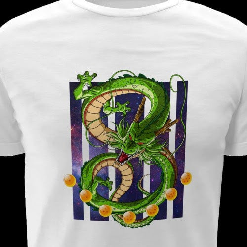 Polera blanca Dragon Ball con diseño de Shen Long