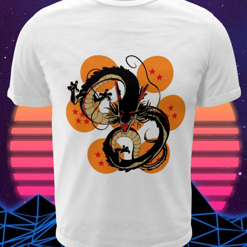Polera blanca Dragon Ball con diseño de Shen Long
