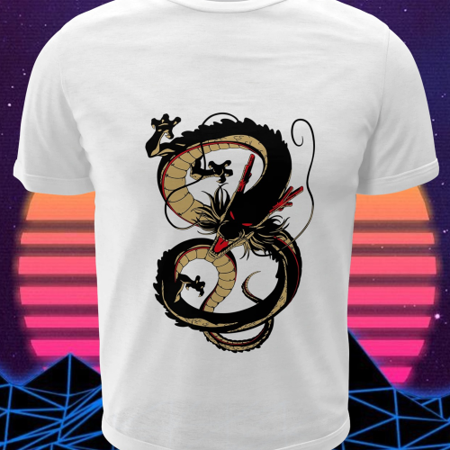 Polera blanca Dragon Ball con diseño de Shen Long
