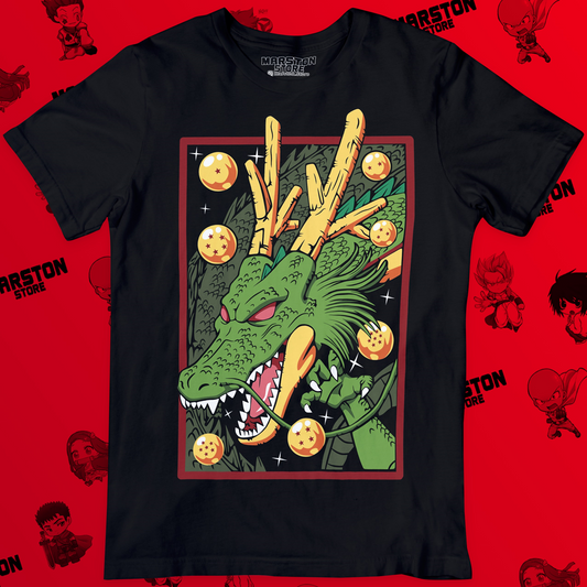 Polera negra Dragon Ball con diseño de Shen Long