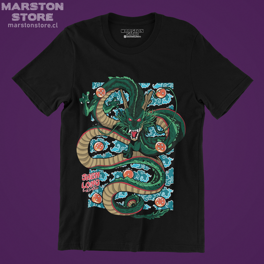 Polera negra Dragon Ball con diseño de Shen Long