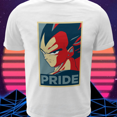 Polera blanca Dragon Ball con diseño de Vegeta