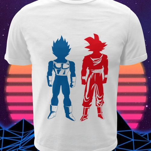 Polera blanca Dragon Ball con Vegeta y Goku