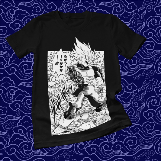 Polera negra Dragon Ball con diseño de Vegeta