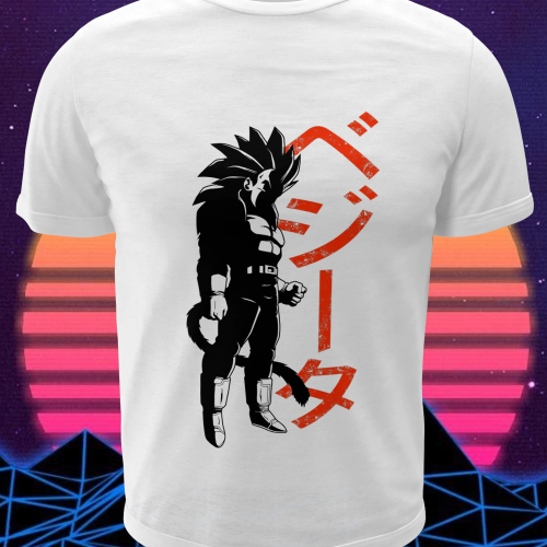 Polera blanca Dragon Ball con Vegeta Super Saiyan 4