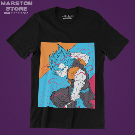 Polera negra Dragon Ball con diseño de Vegetto