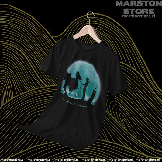 Polera negra Final Fantasy con Chocobo y Cloud Strife