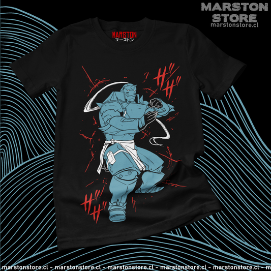 Polera negra Fullmetal Alchemist con diseño de Alphonse Elric