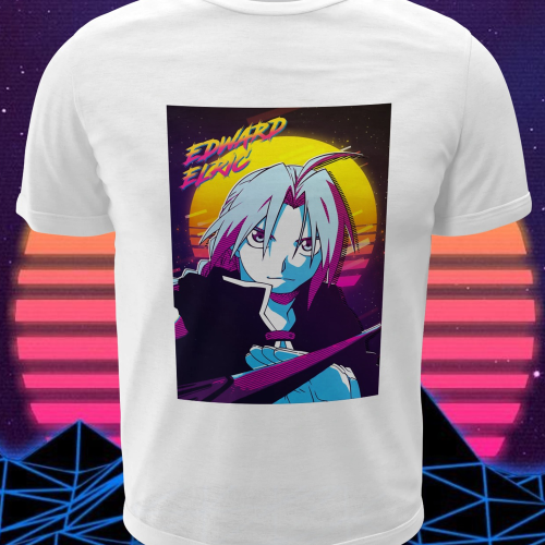 Polera blanca Fullmetal Alchemist con diseño inspirado en el anime