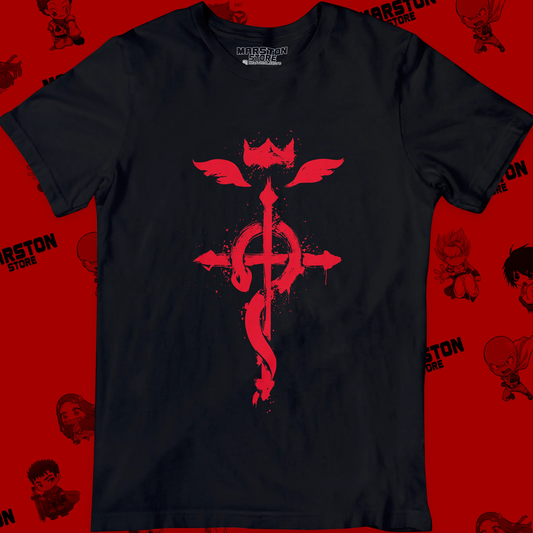 Polera negra Fullmetal Alchemist con diseño inspirado en el anime
