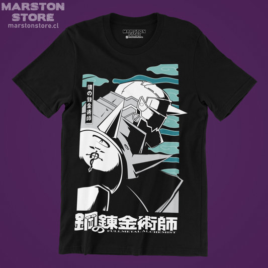 Polera negra Fullmetal Alchemist con diseño inspirado en el anime