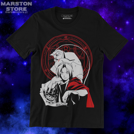 Polera negra Fullmetal Alchemist con diseño inspirado en el anime