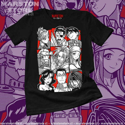 Polera negra Fullmetal Alchemist con diseño inspirado en el anime