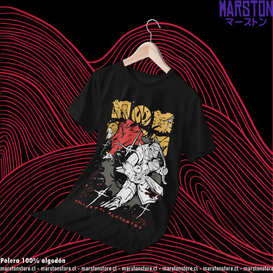 Polera negra Fullmetal Alchemist con diseño inspirado en el anime