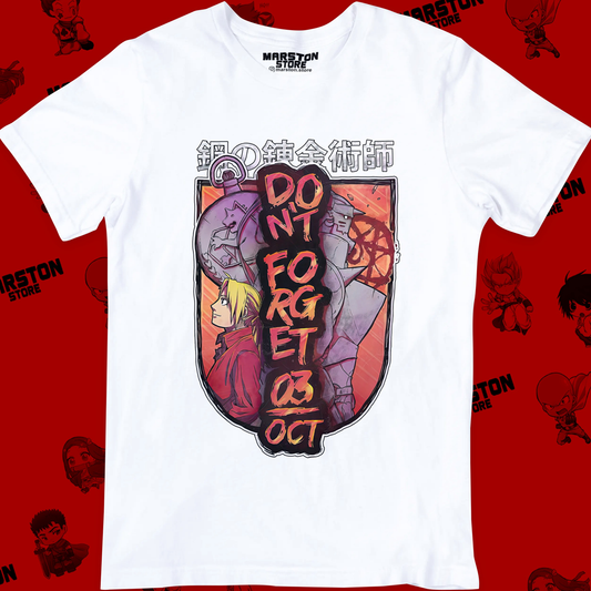 Polera blanca Fullmetal Alchemist con Edward Elric y Alphonse Elric