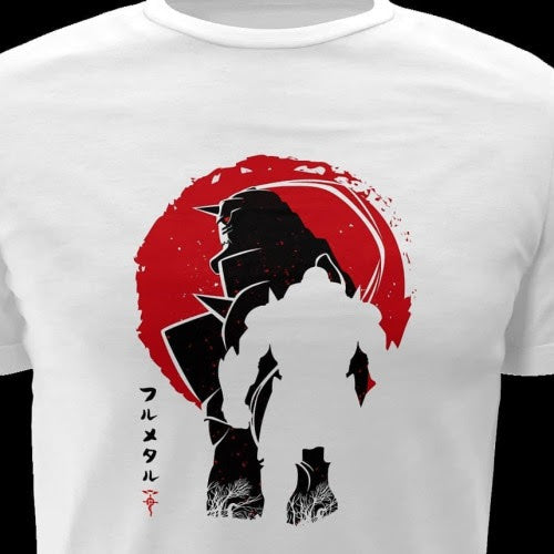 Polera blanca Fullmetal Alchemist con Edward Elric y Alphonse Elric