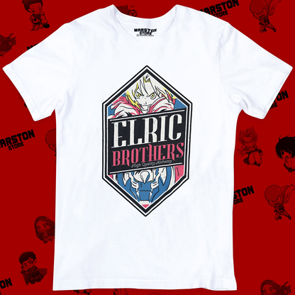 Polera blanca Fullmetal Alchemist con Edward Elric y Alphonse Elric
