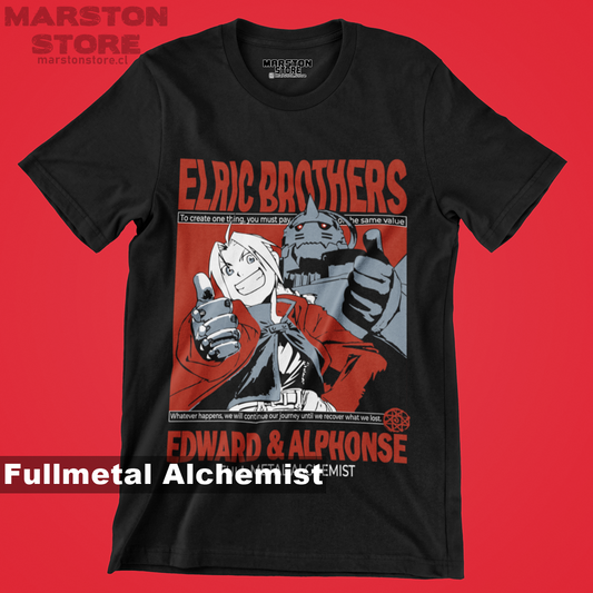 Polera negra Fullmetal Alchemist con Edward Elric y Alphonse Elric