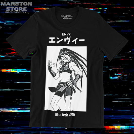 Polera negra Fullmetal Alchemist con diseño de Envy