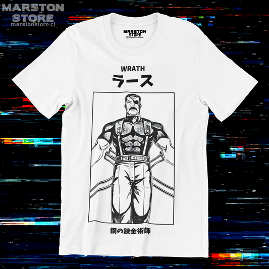 Polera blanca Fullmetal Alchemist con diseño de Führer King Bradley