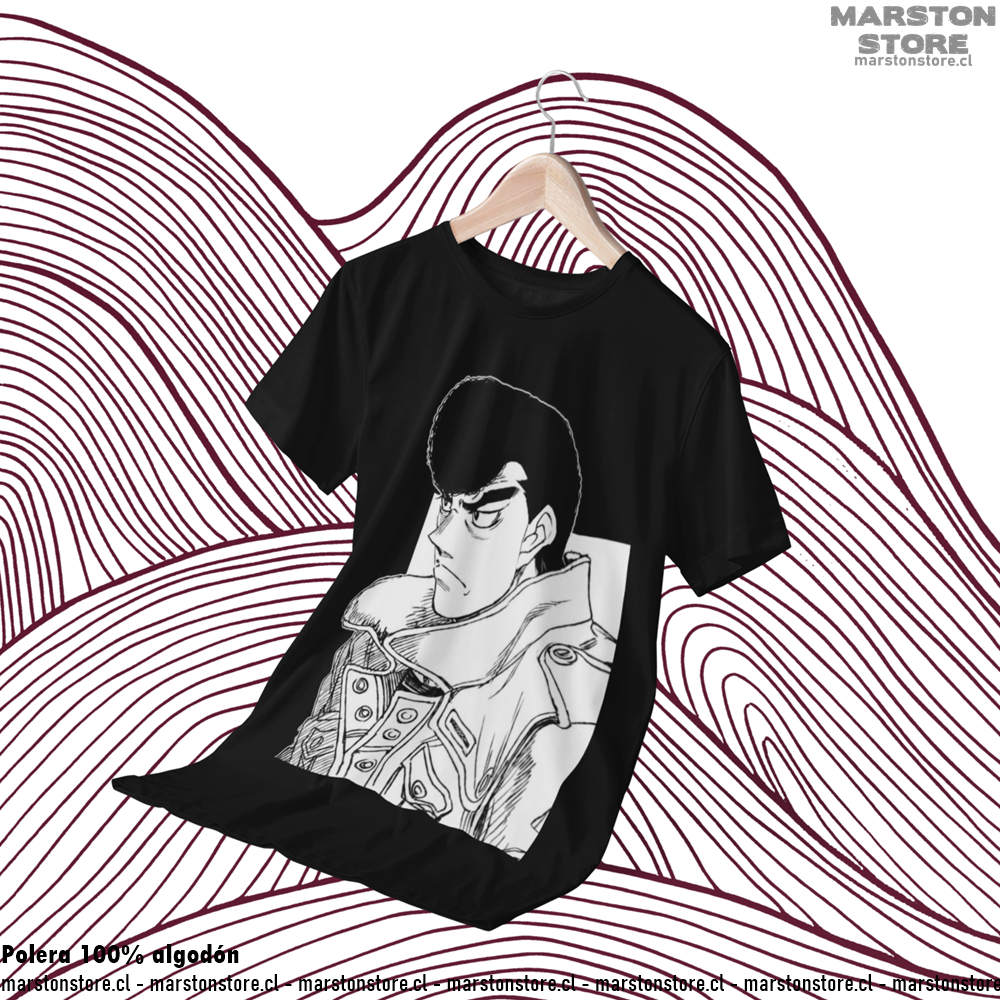 Polera negra Hajime no Ippo con diseño de Mamoru Takamura